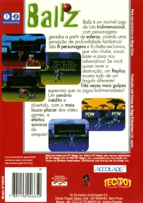 Ballz 3D - Fighting at Its Ballziest ~ Ballz 3D - The Battle of the Ballz (USA, Europe) box cover back